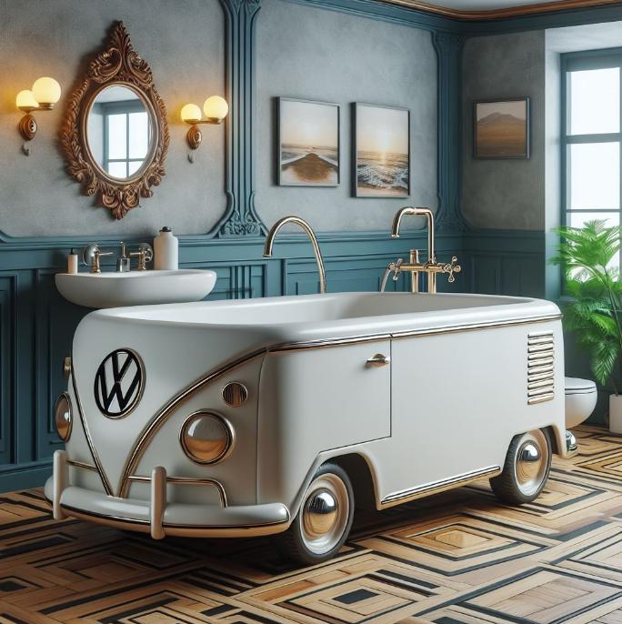 Volkswagen Bus Shaped Bathtub-LuxArts-Stumbit Arts